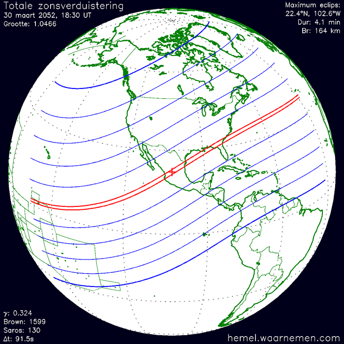 Wereldkaart van de eclips