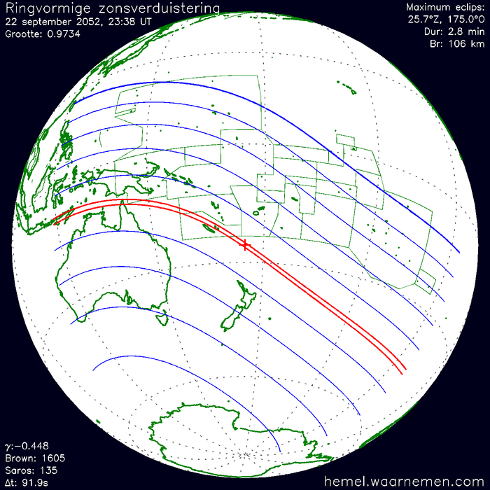 Wereldkaart van de eclips