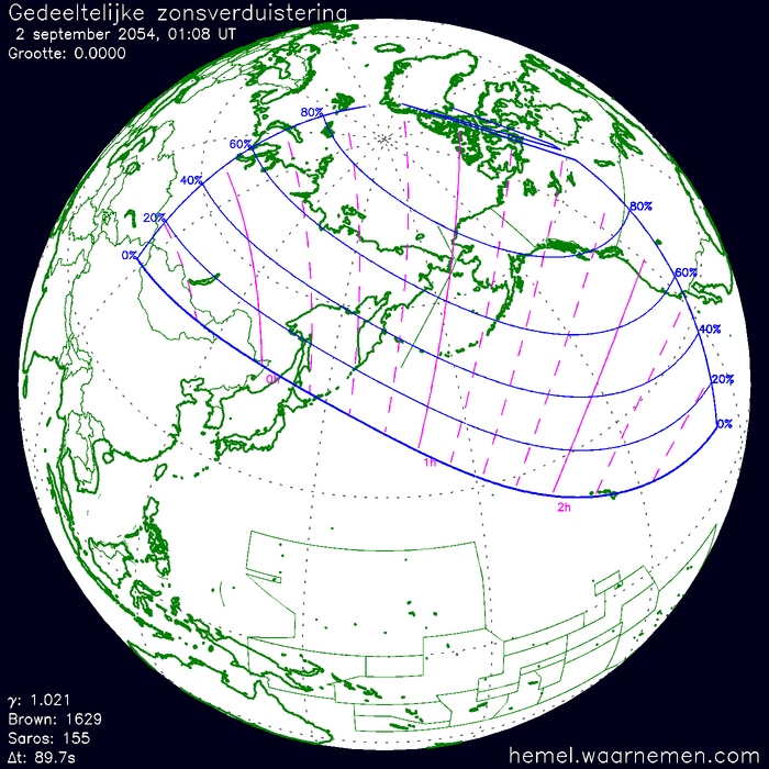 Wereldkaart van de eclips