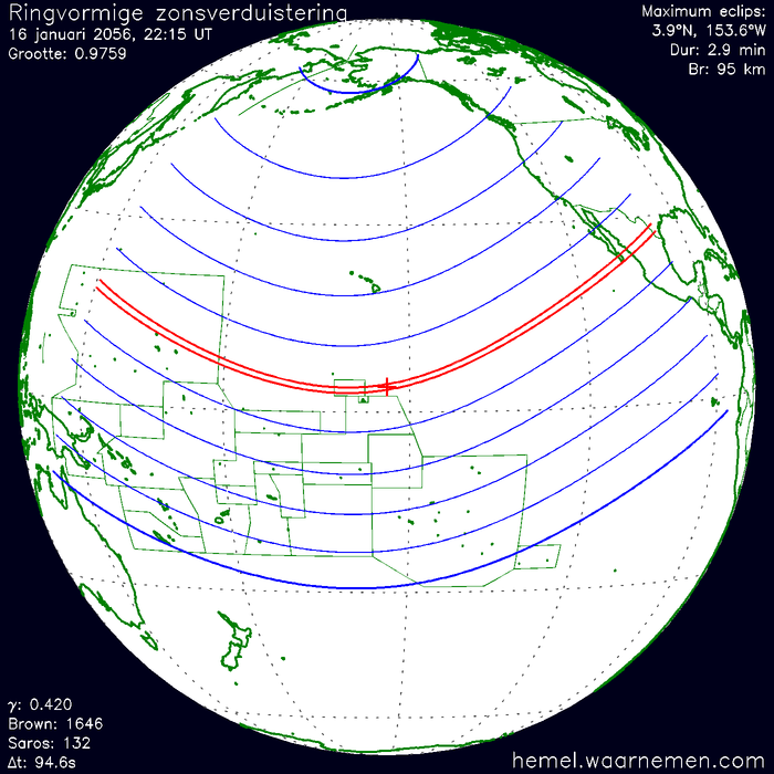 Wereldkaart van de eclips