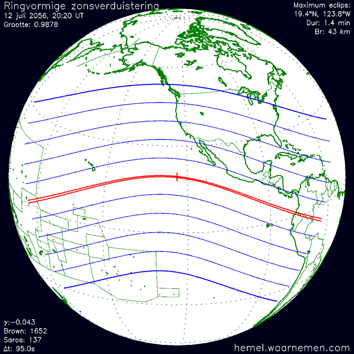 Wereldkaart van de eclips