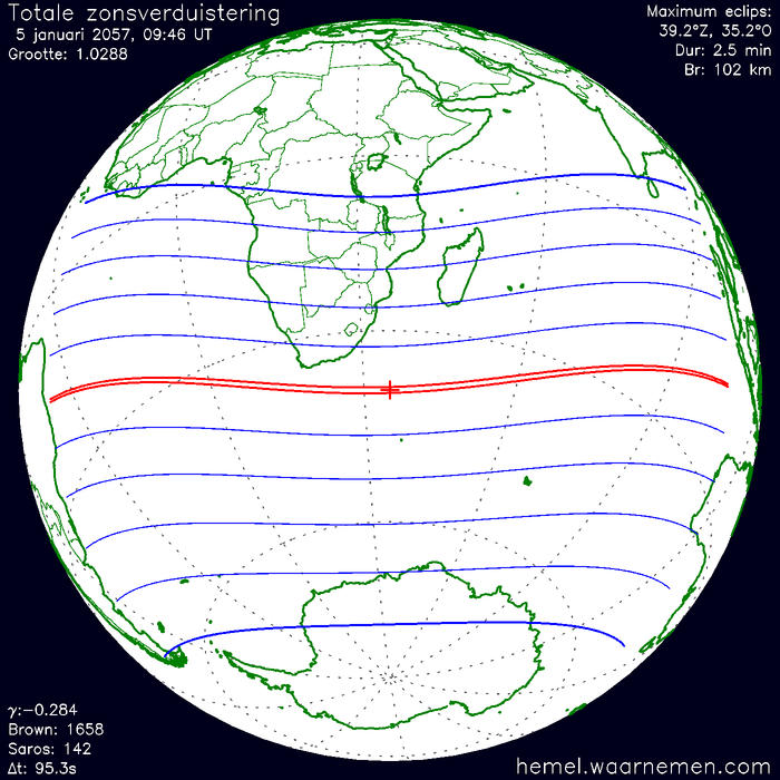 Wereldkaart van de eclips