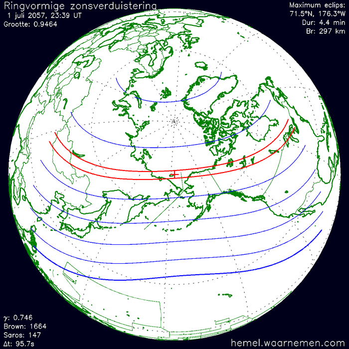 Wereldkaart van de eclips