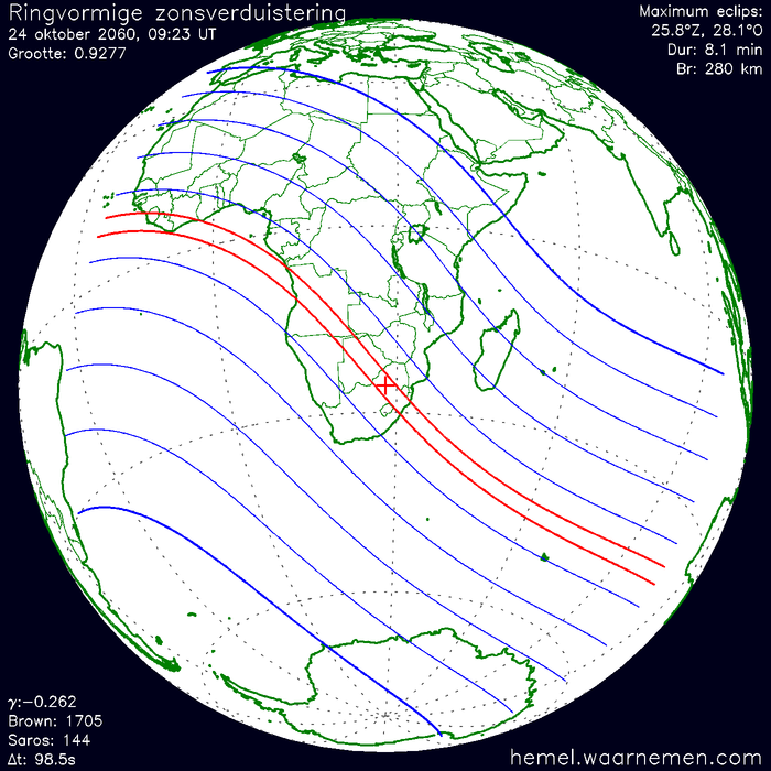 Wereldkaart van de eclips