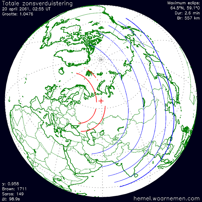 Wereldkaart van de eclips