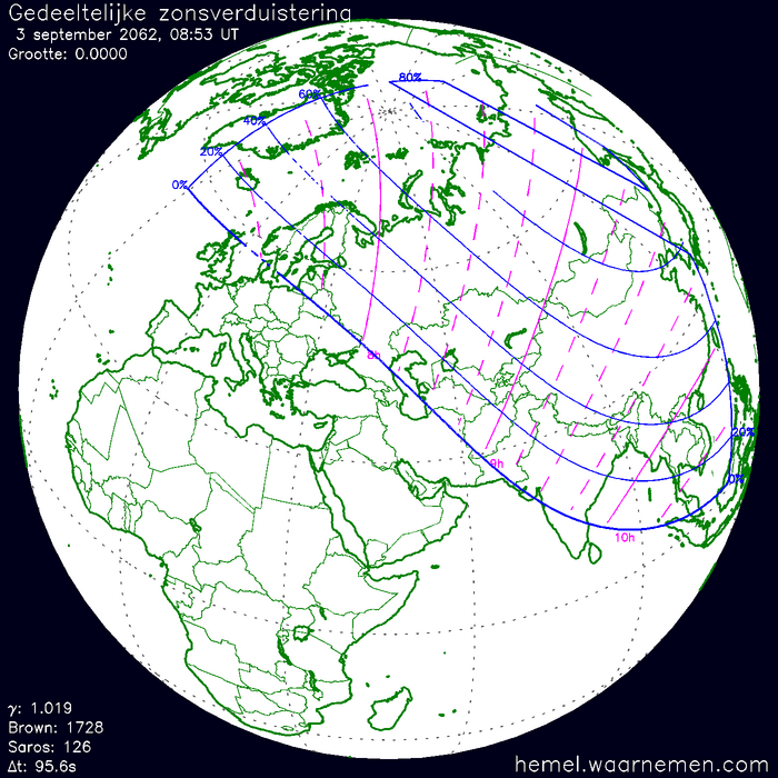 Wereldkaart van de eclips