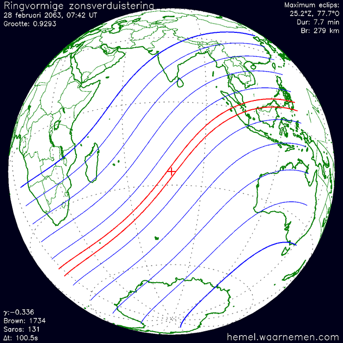 Wereldkaart van de eclips