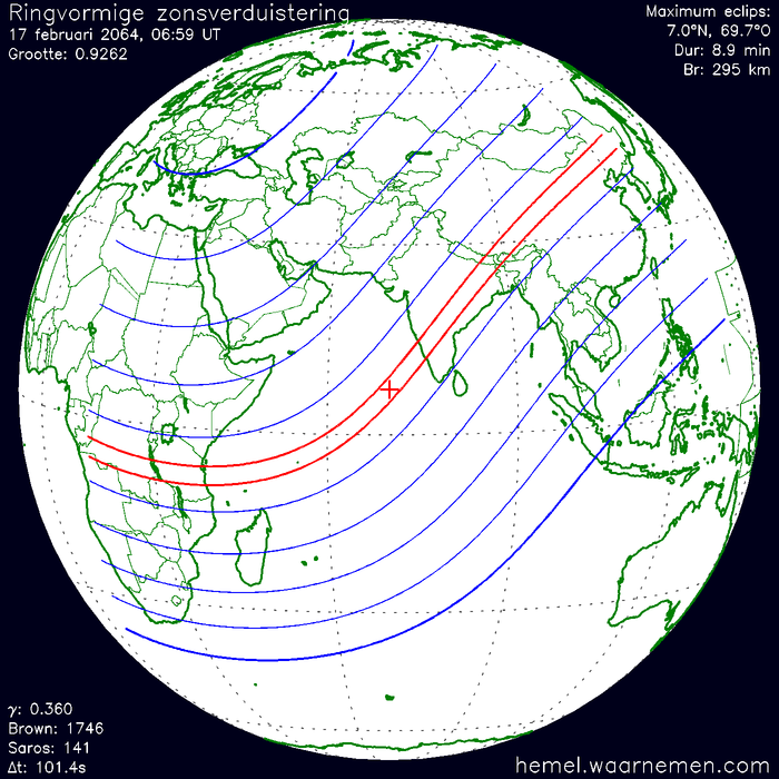 Wereldkaart van de eclips