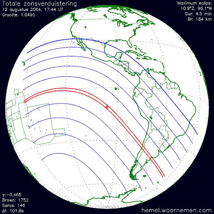 Wereldkaart van de eclips