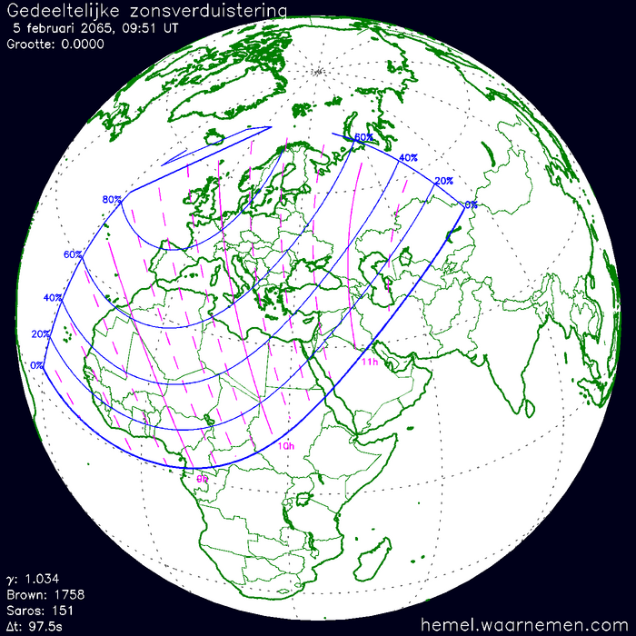 Wereldkaart van de eclips