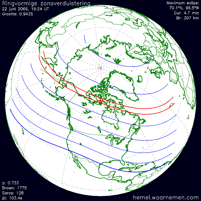 Wereldkaart van de eclips