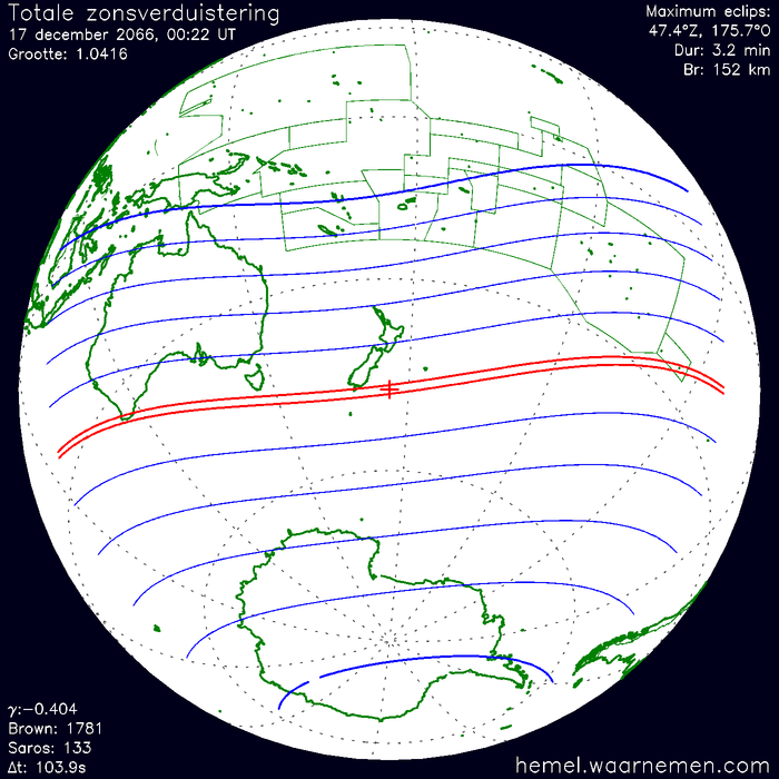 Wereldkaart van de eclips