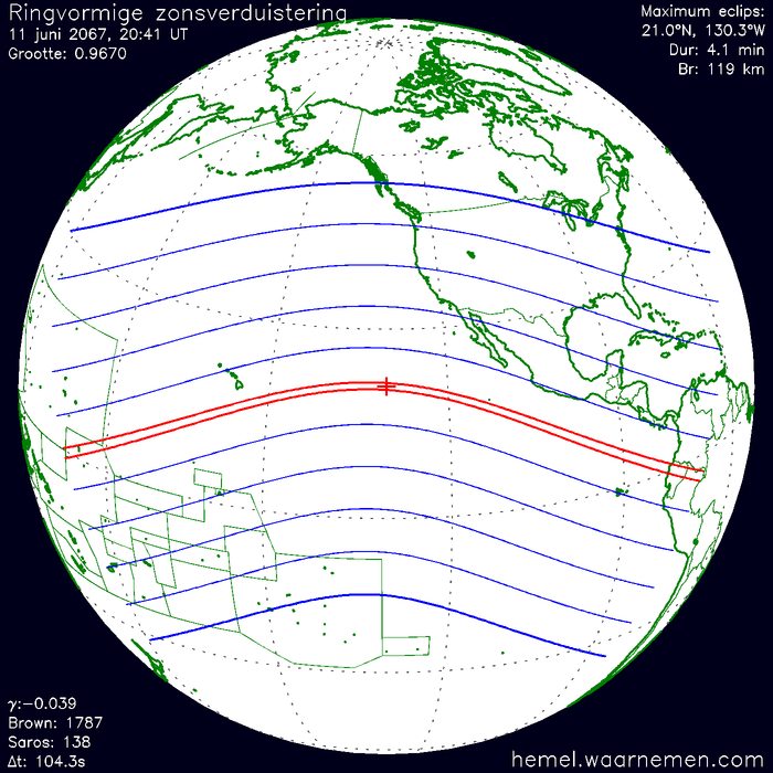 Wereldkaart van de eclips