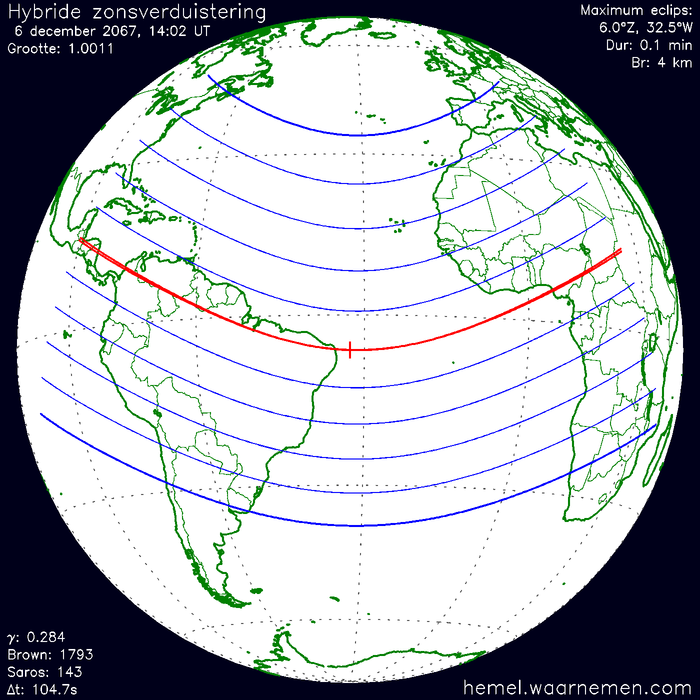 Wereldkaart van de eclips