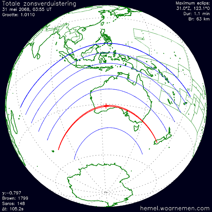 Wereldkaart van de eclips