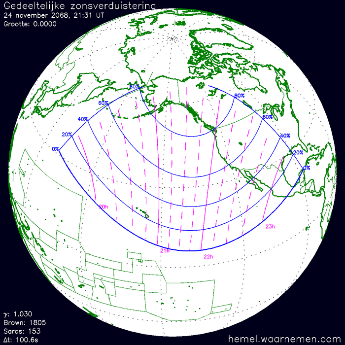 Wereldkaart van de eclips