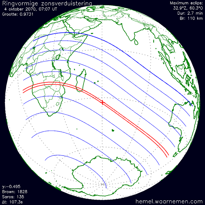 Wereldkaart van de eclips