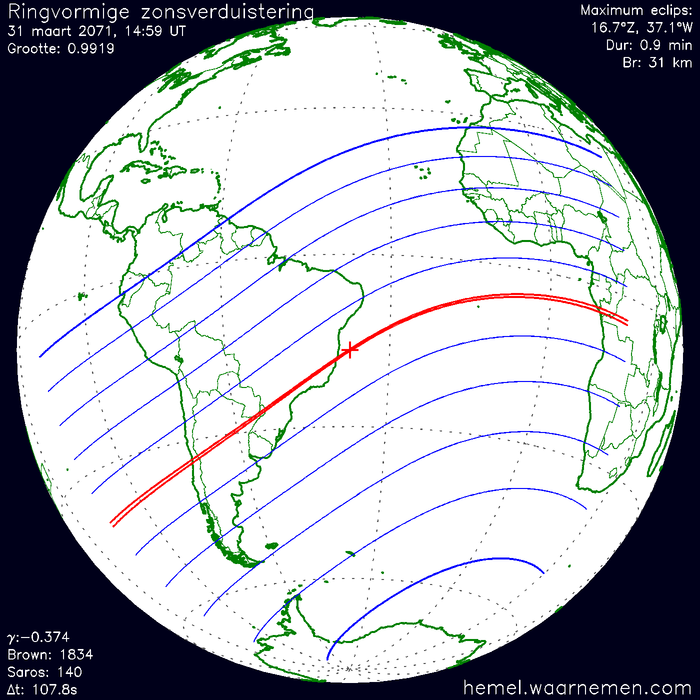 Wereldkaart van de eclips