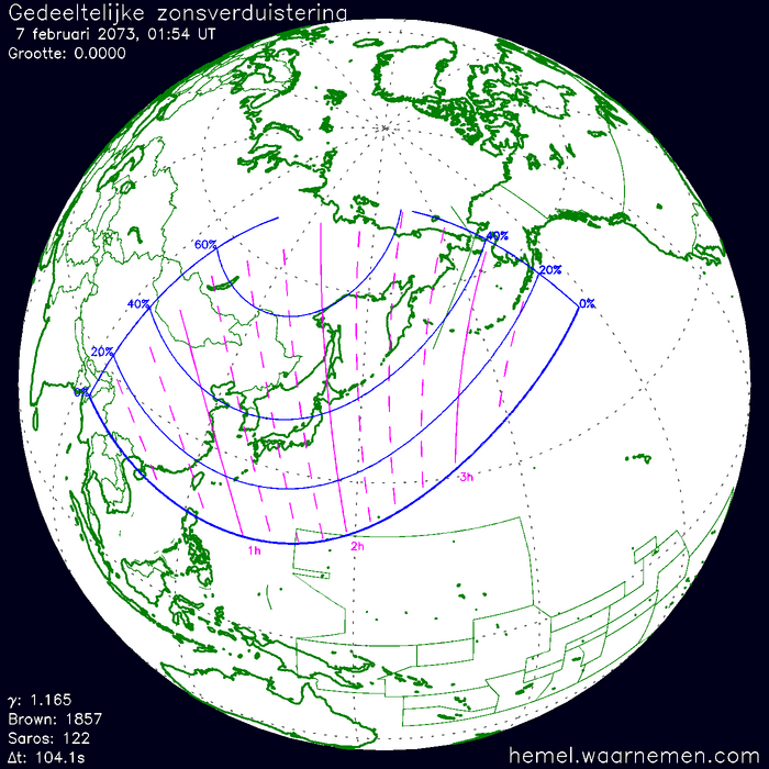 Wereldkaart van de eclips