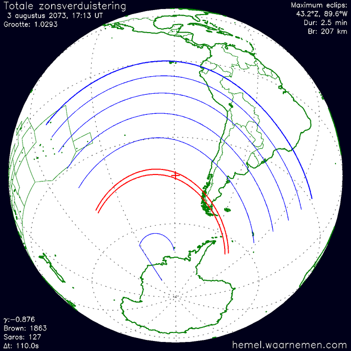 Wereldkaart van de eclips