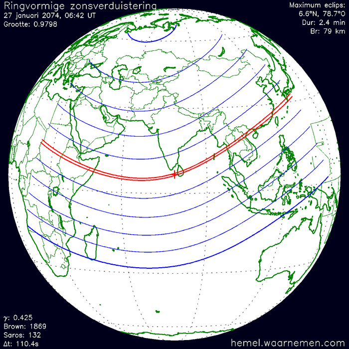 Wereldkaart van de eclips