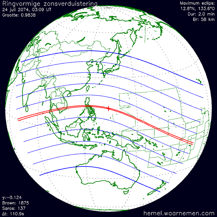 Wereldkaart van de eclips