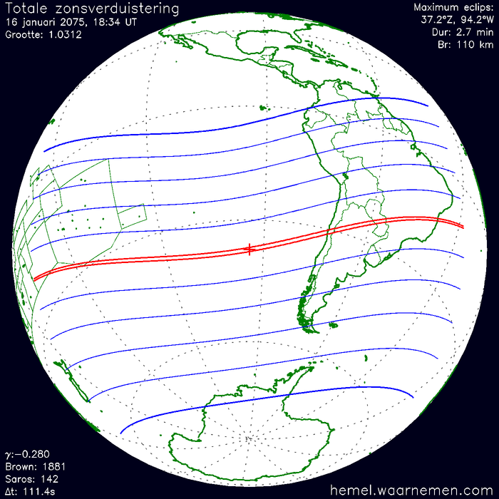 Wereldkaart van de eclips