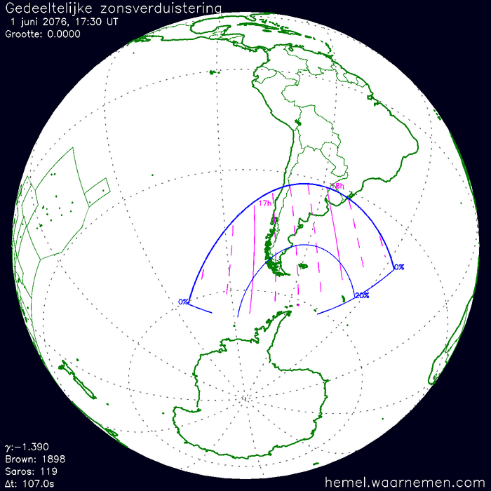 Wereldkaart van de eclips