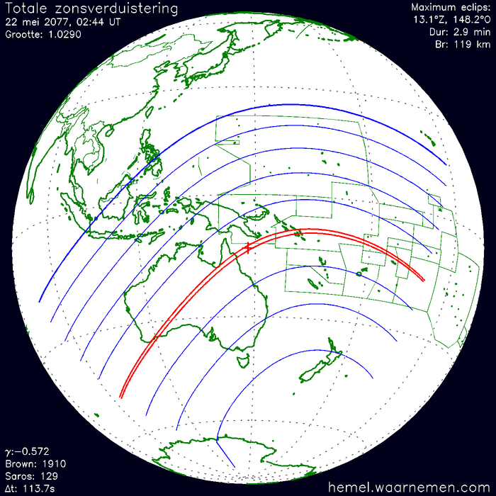 Wereldkaart van de eclips