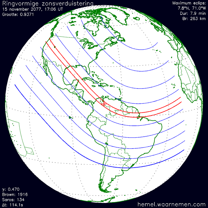 Wereldkaart van de eclips