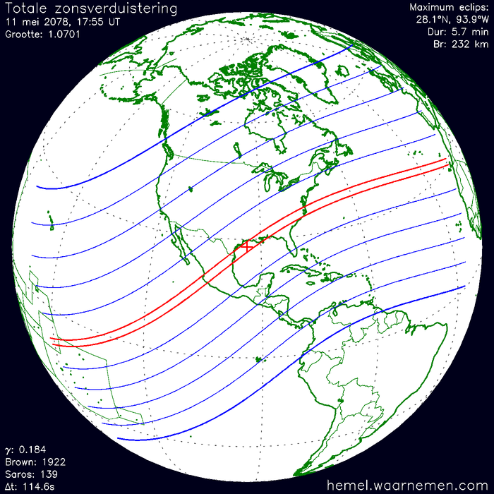 Wereldkaart van de eclips