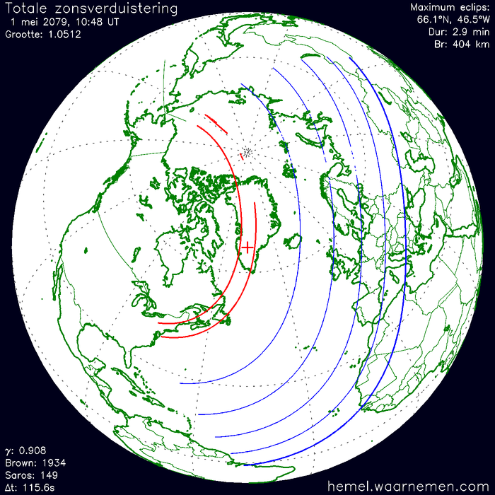 Wereldkaart van de eclips