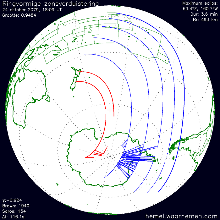 Wereldkaart van de eclips