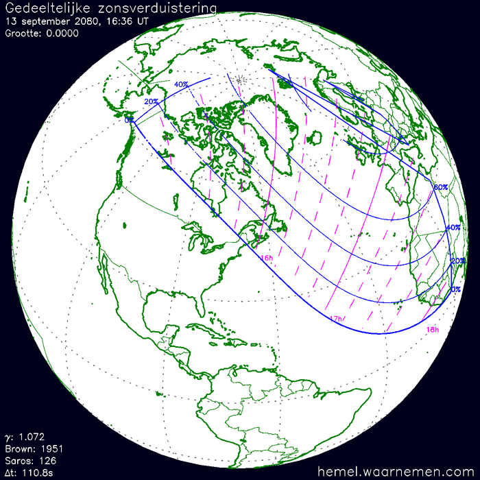 Wereldkaart van de eclips