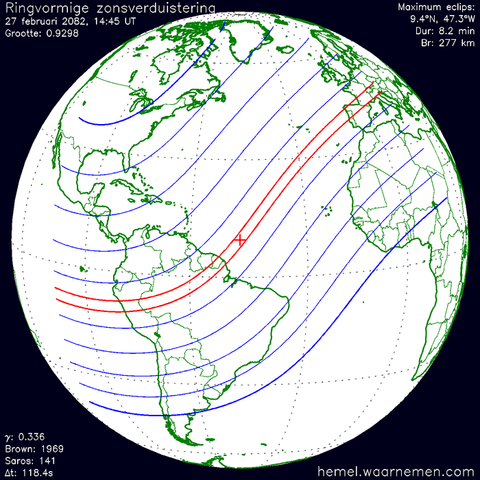 Wereldkaart van de eclips