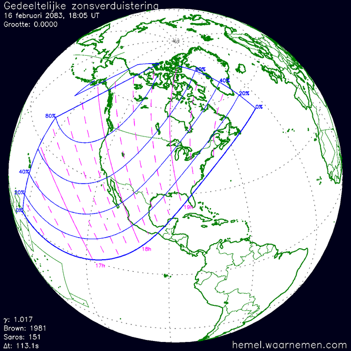 Wereldkaart van de eclips