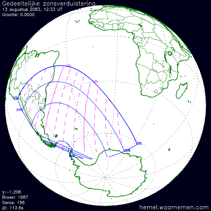 Wereldkaart van de eclips