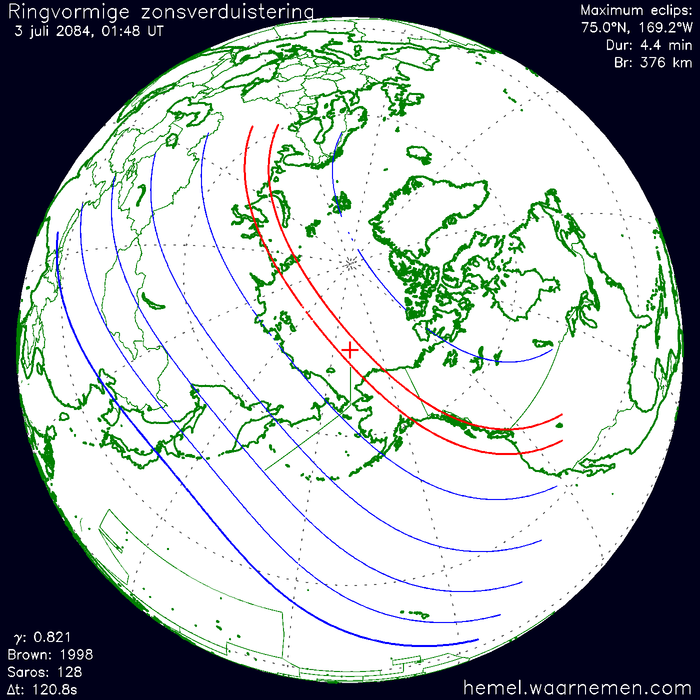 Wereldkaart van de eclips