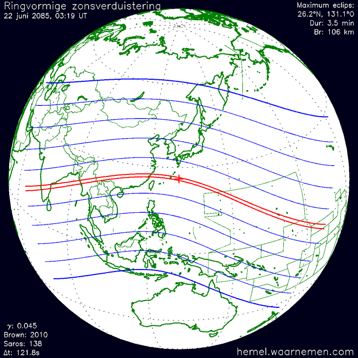 Wereldkaart van de eclips