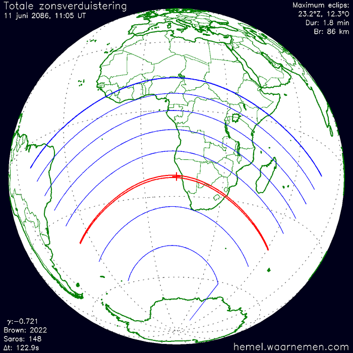 Wereldkaart van de eclips