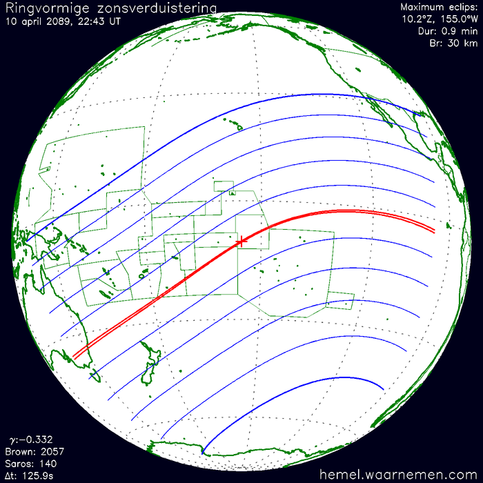 Wereldkaart van de eclips