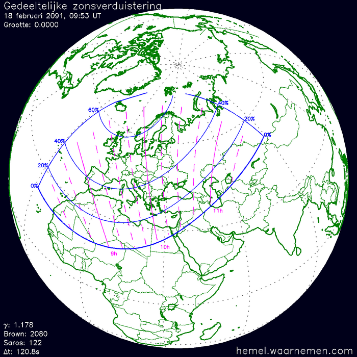 Wereldkaart van de eclips