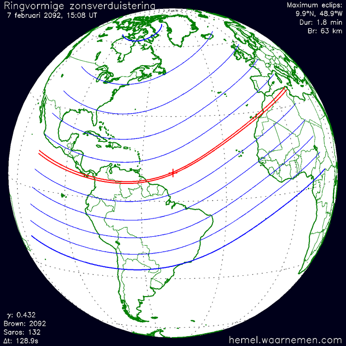 Wereldkaart van de eclips