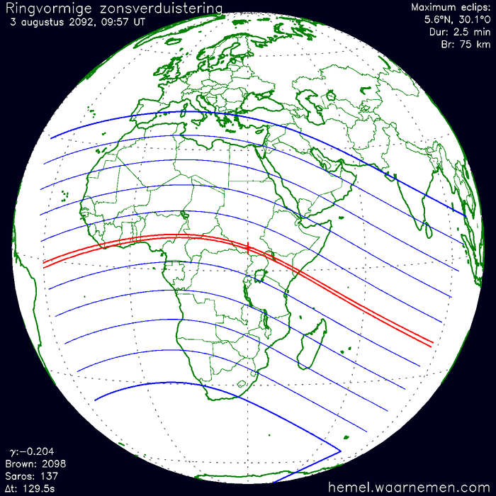 Wereldkaart van de eclips