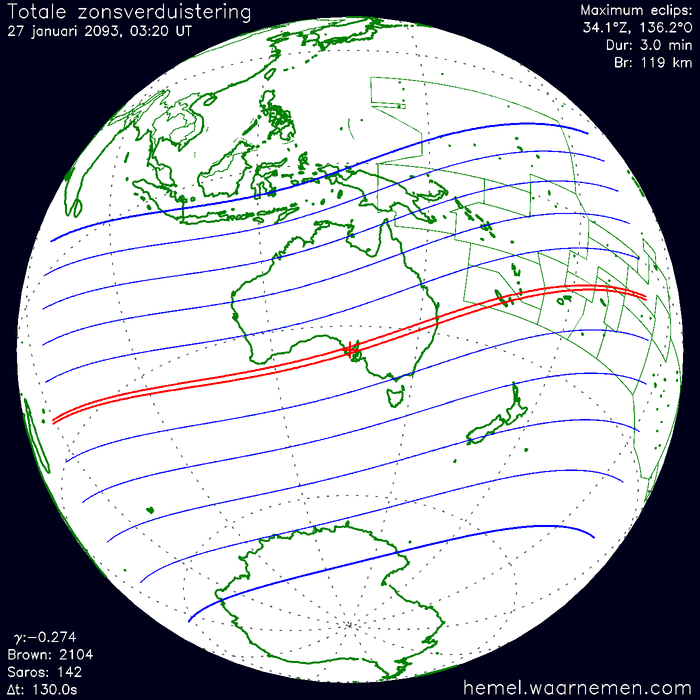 Wereldkaart van de eclips