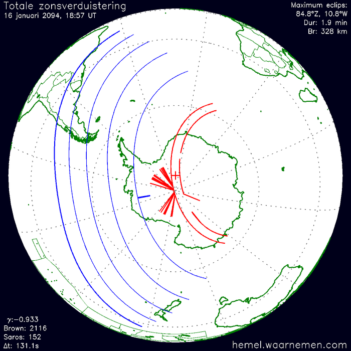 Wereldkaart van de eclips