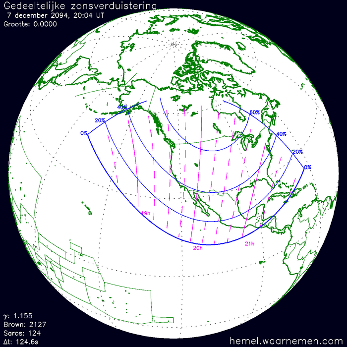 Wereldkaart van de eclips