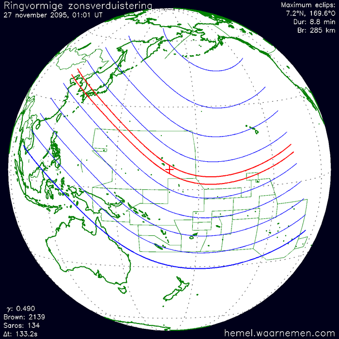 Wereldkaart van de eclips