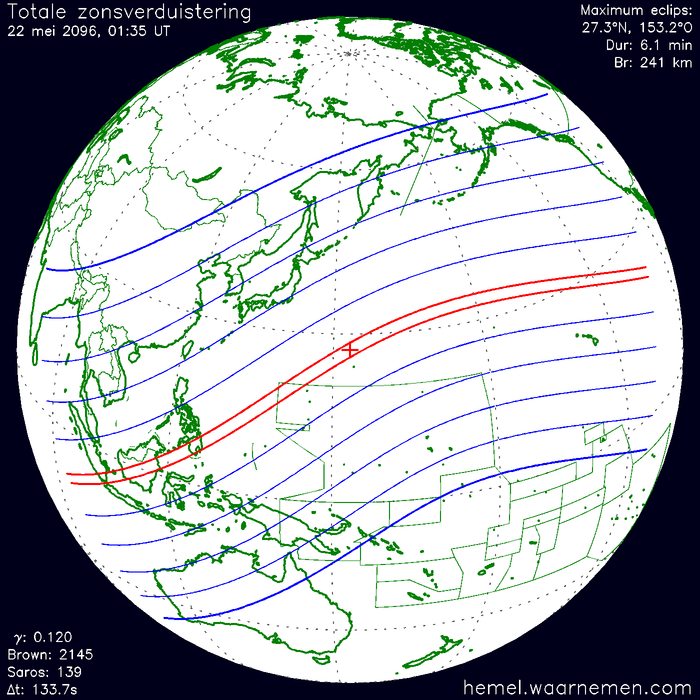 Wereldkaart van de eclips