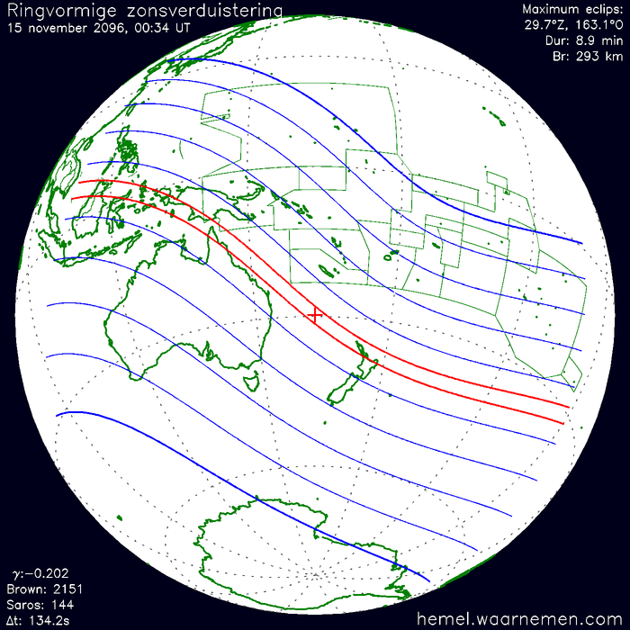 Wereldkaart van de eclips